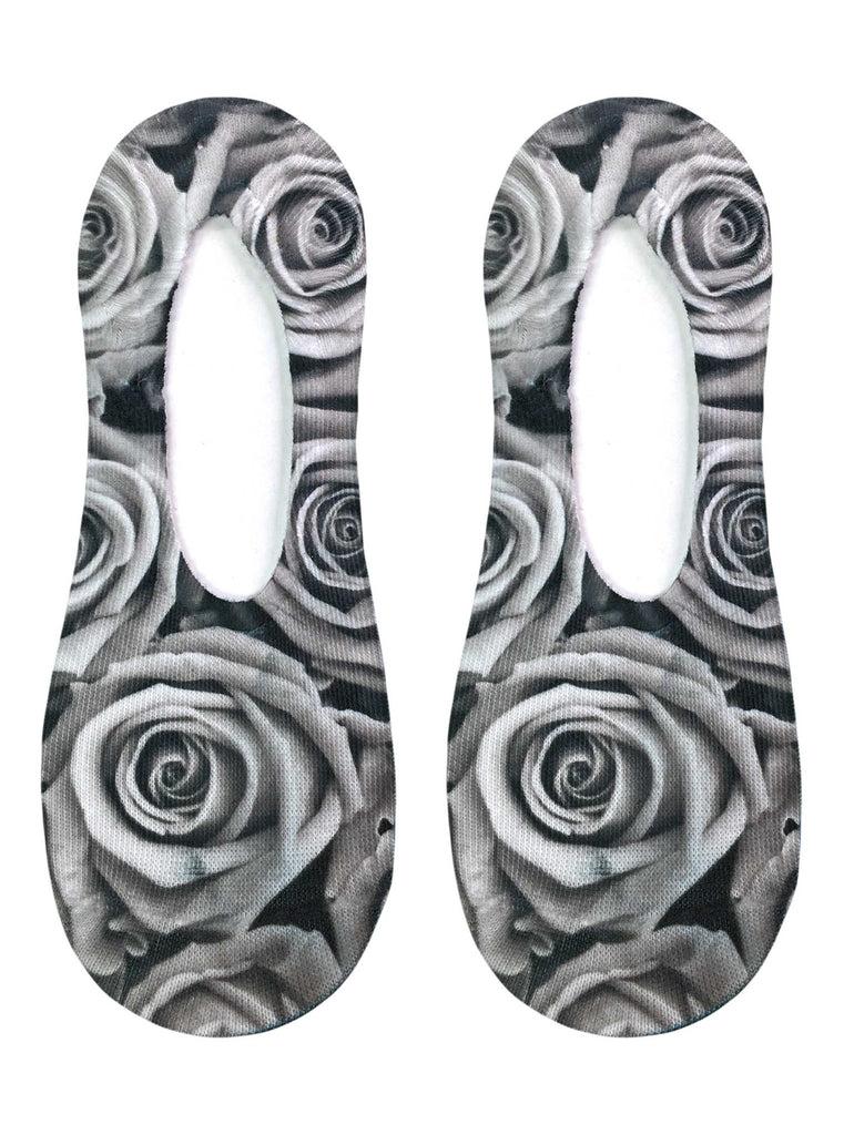 Living Royal Black And White Roses Liner Socks