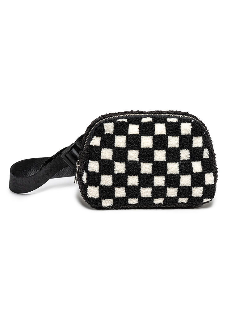 living royal Black Checker Belt Bag