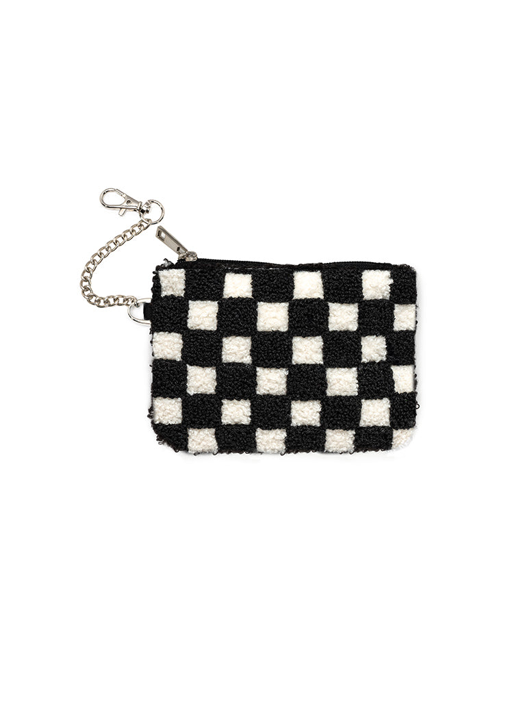 living royal Black Checker Chain Pouch