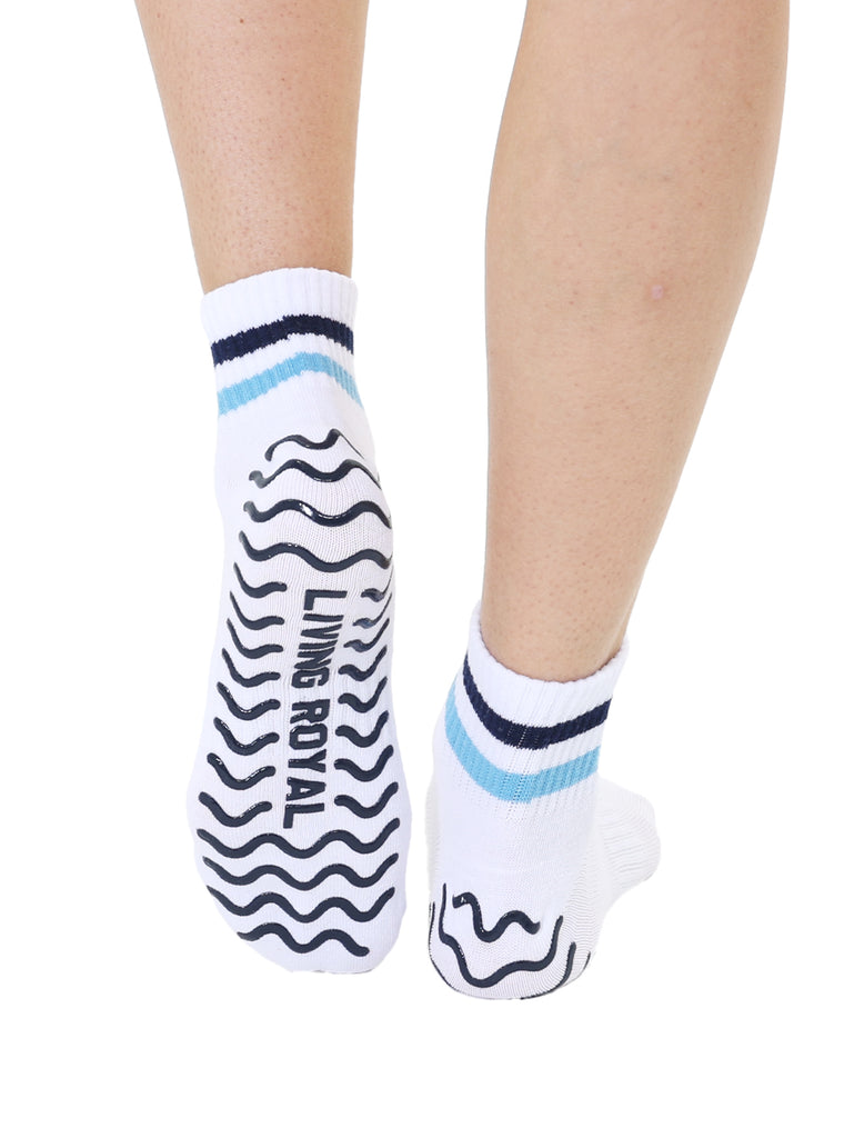 Living Royal Blue Stripe Grip Socks
