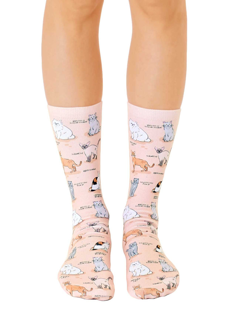 living royal Cat Breeds Crew Socks