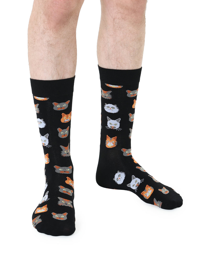 living royal Cat Mens Bamboo Crew Socks
