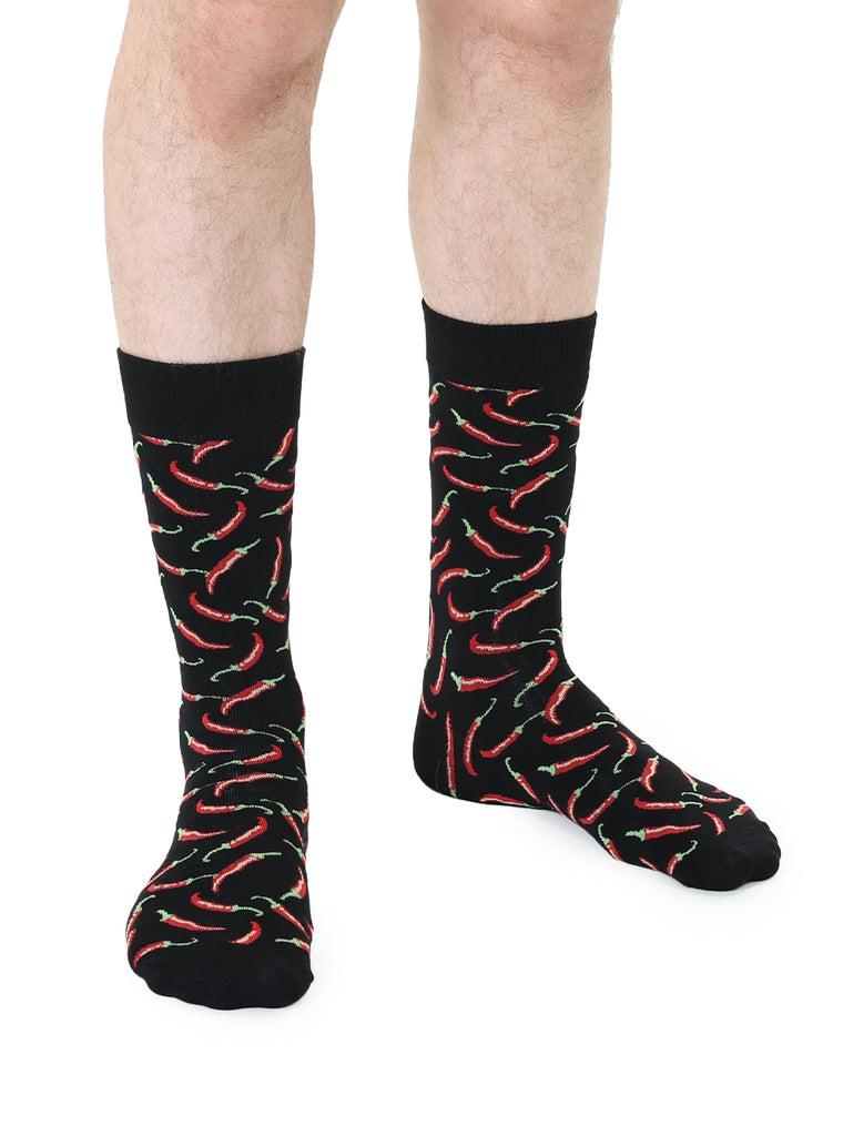 living royal Chili Peppers Mens Bamboo Crew Socks