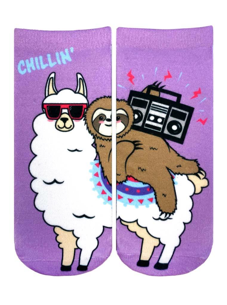 living royal Chillin' Llama Sloth Ankle Socks