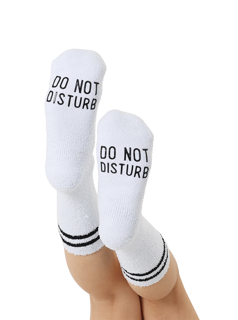 living royal Do Not Disturb Fuzzy Crew Socks