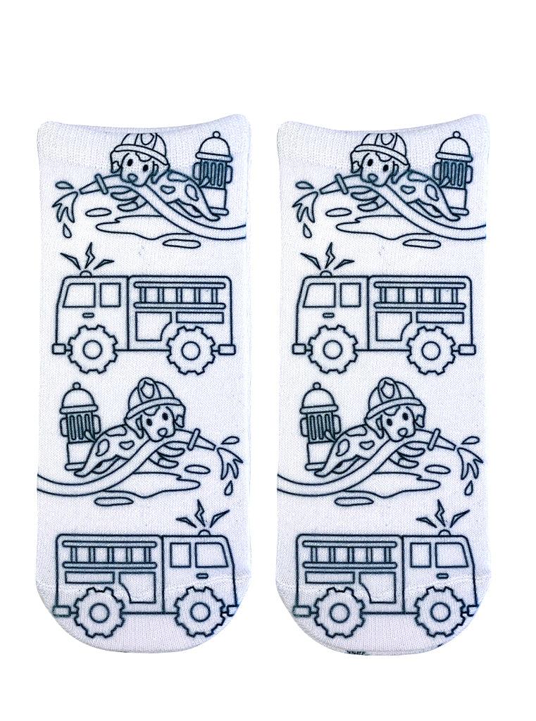Living Royal Fire Truck Coloring Sock