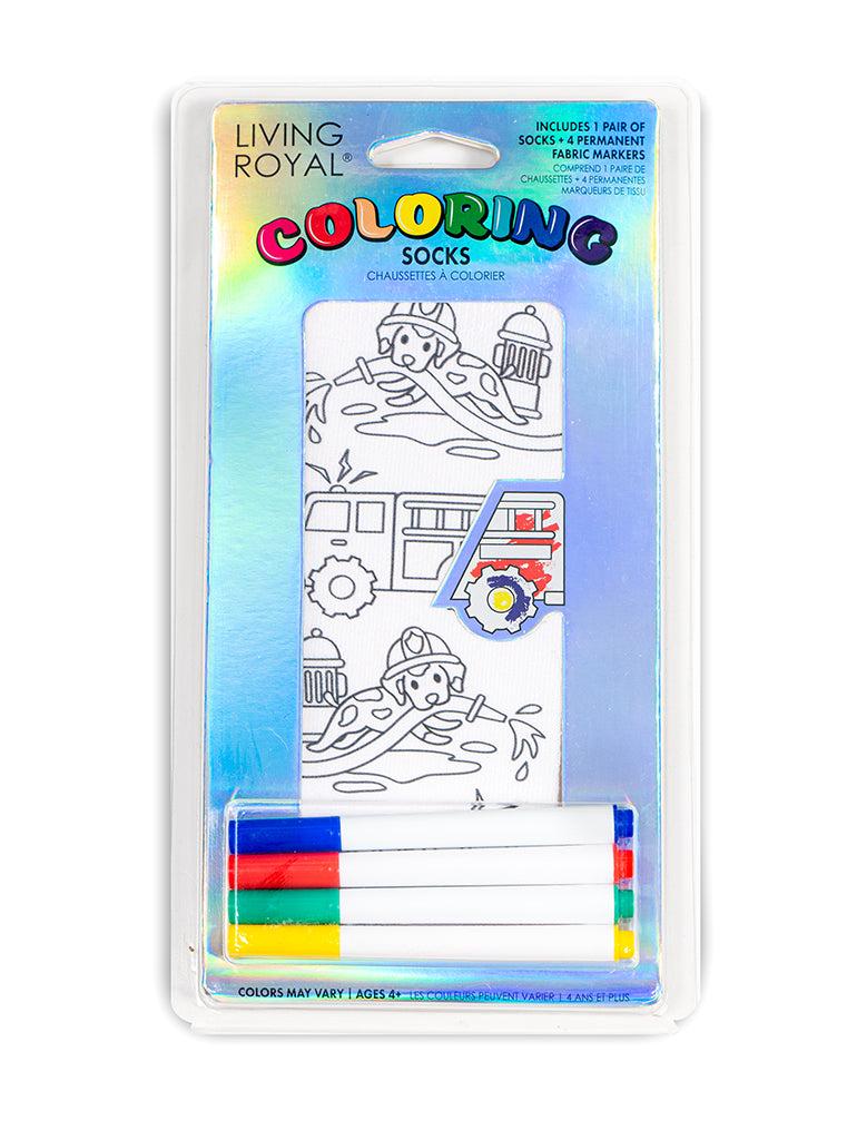 living royal Fire Truck Coloring Sock