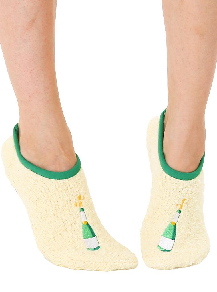 living royal Fuzzy Champagne Slipper Socks