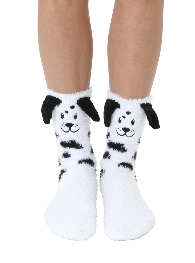 living royal Fuzzy Dalmatian Crew Socks