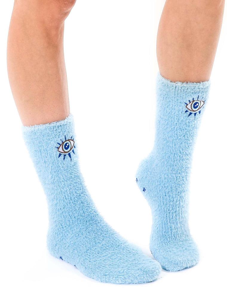 Living Royal Fuzzy Evil Eye Crew Socks
