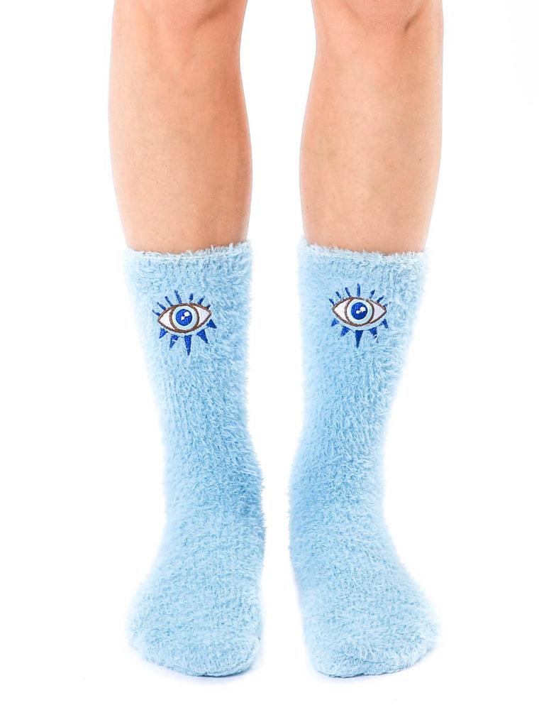 living royal Fuzzy Evil Eye Crew Socks