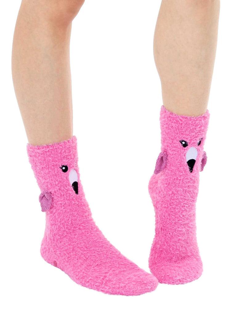 Living Royal Fuzzy Flamingo Crew Socks