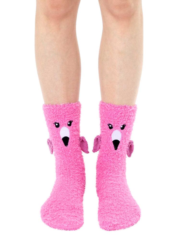 living royal Fuzzy Flamingo Crew Socks