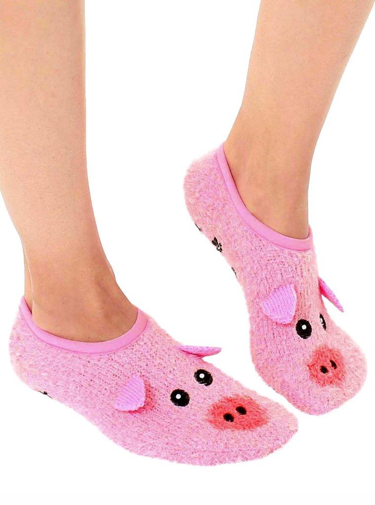 living royal Fuzzy Pig Slipper Socks