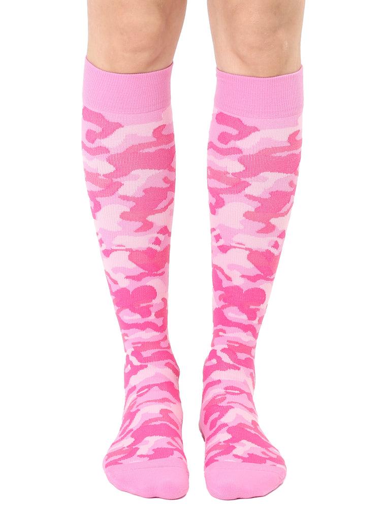 living royal Pink Camo Compression Socks