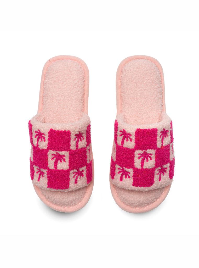 living royal Pink Palm Slides