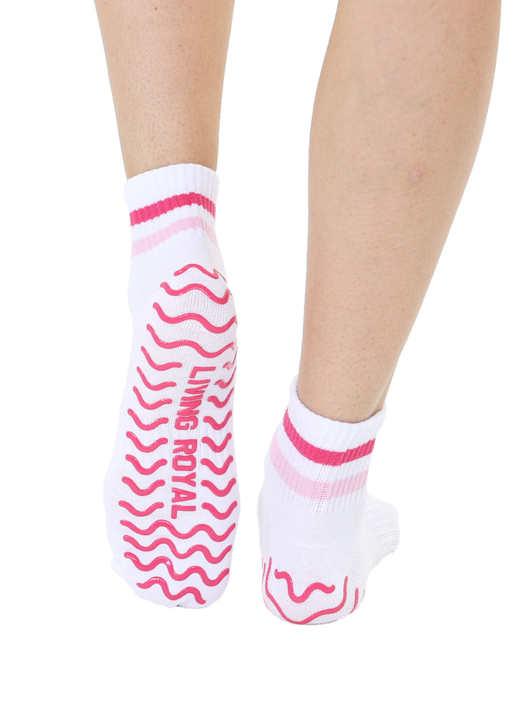 Living Royal Pink Stripe Grip Socks