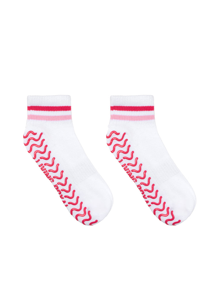 Living Royal Pink Stripe Grip Socks