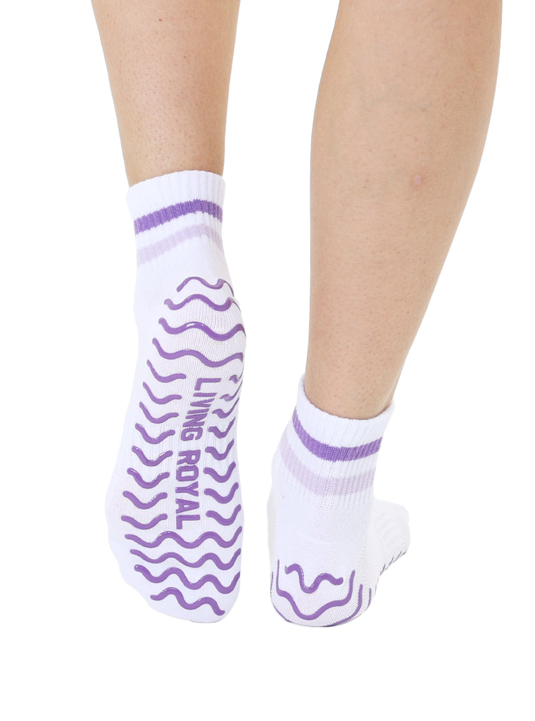 Living Royal Purple Stripe Grip Socks