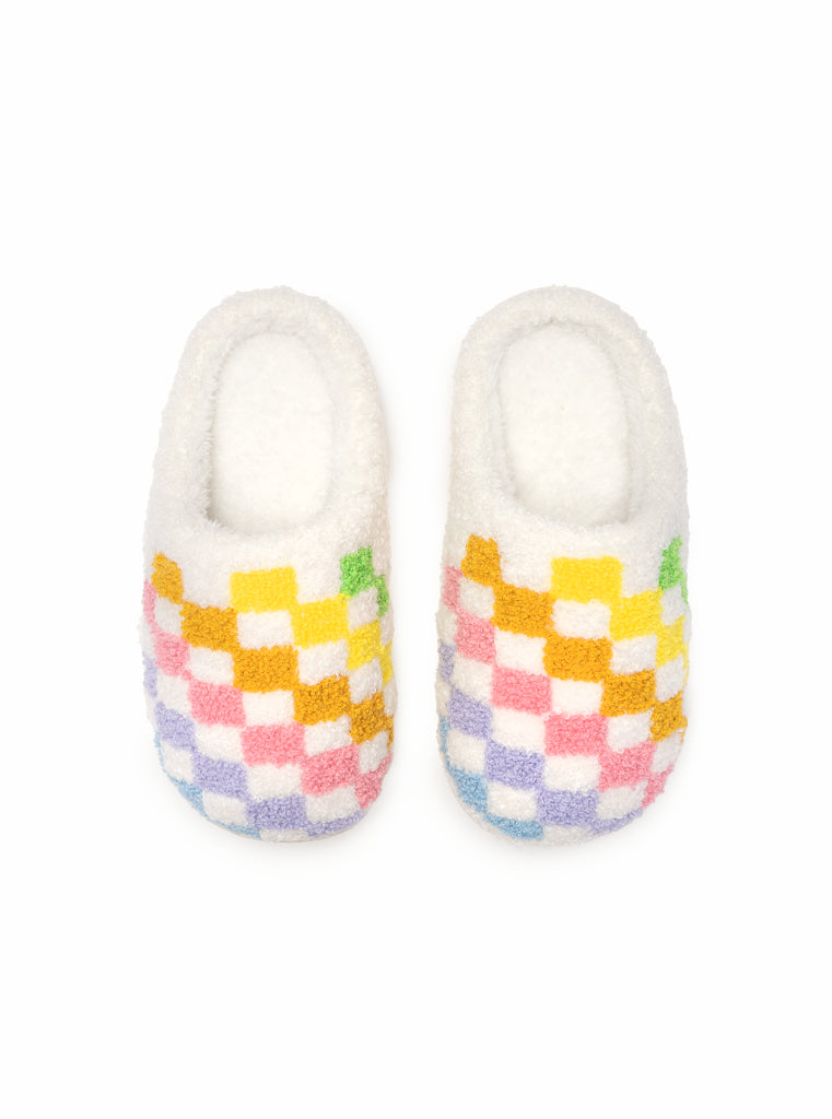Living Royal Rainbow Checker Kids Slippers
