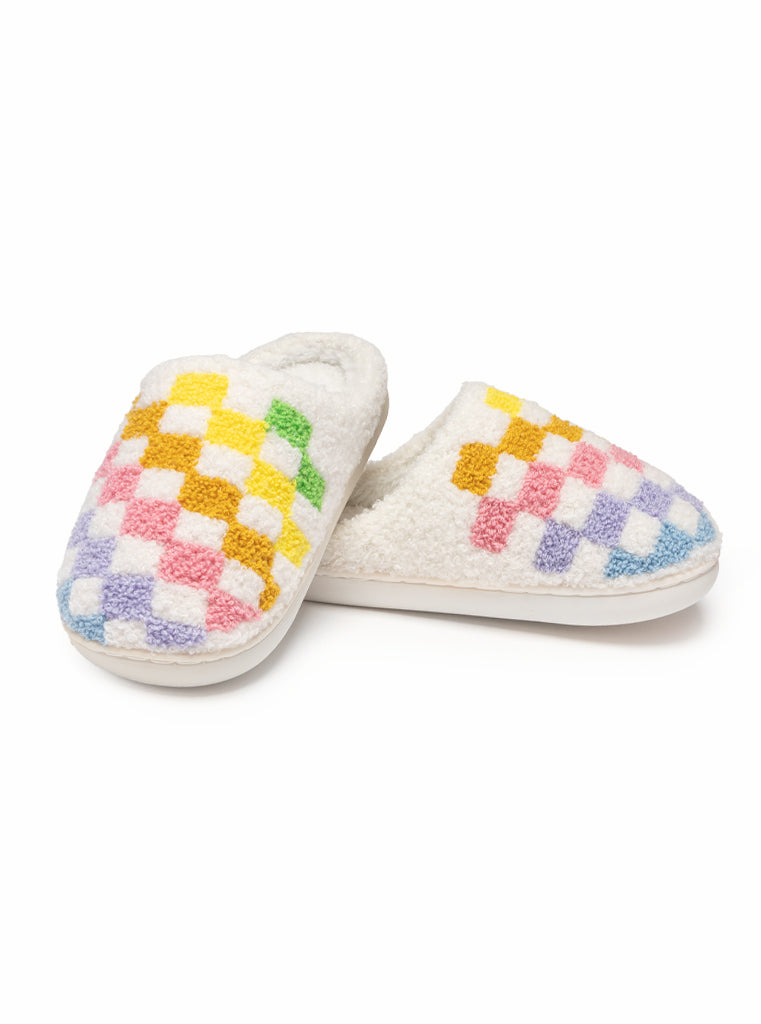 Living Royal Rainbow Checker Kids Slippers