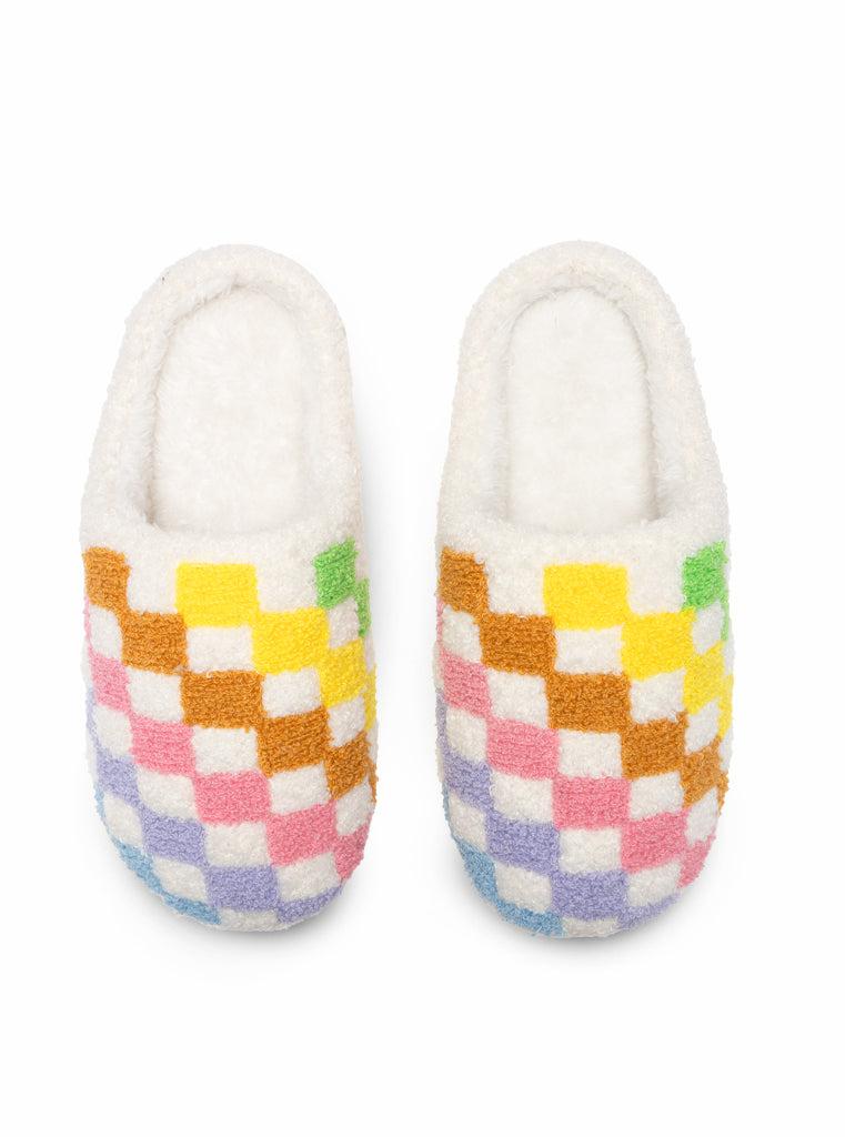 Living Royal Rainbow Checker Slippers