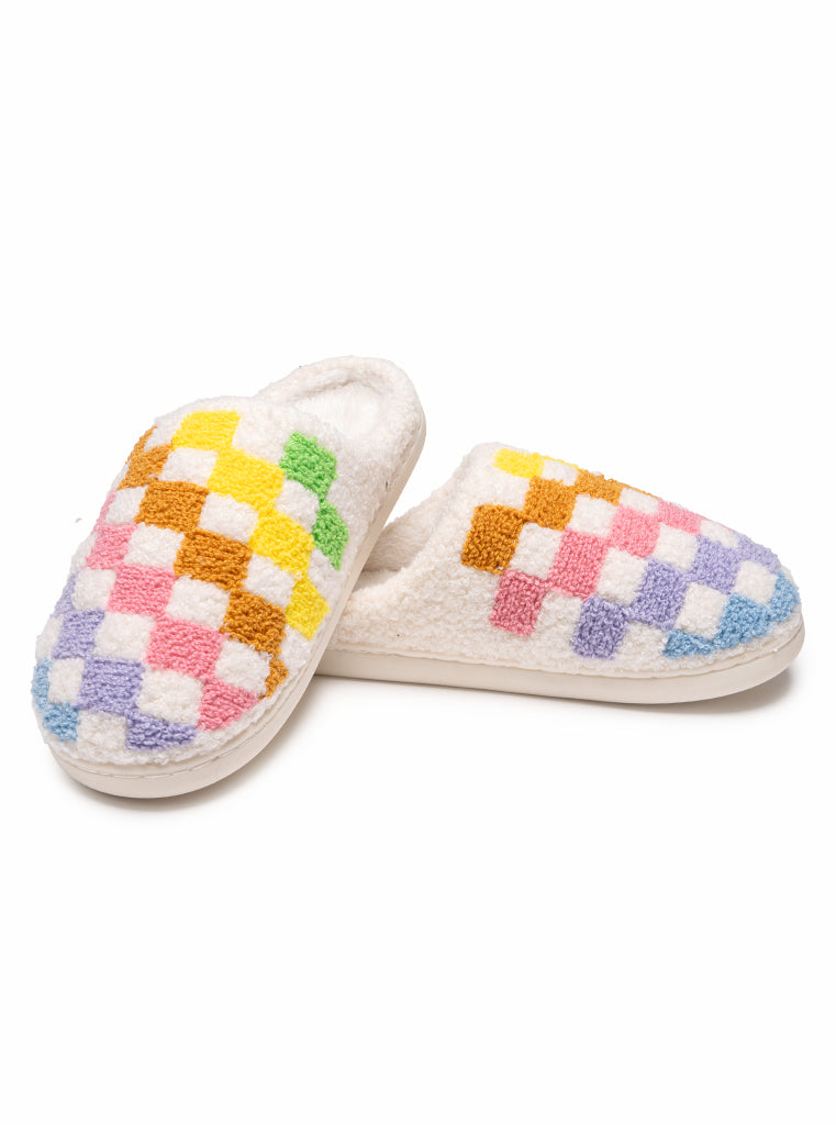 Living Royal Rainbow Checker Slippers