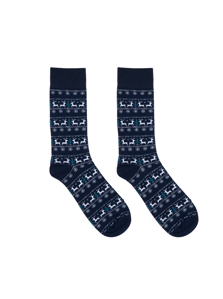 Living Royal Reindeer Mens Bamboo Crew Socks
