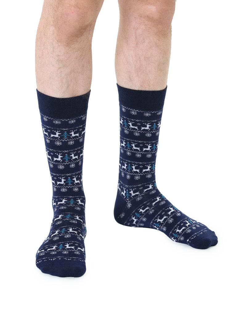 living royal Reindeer Mens Bamboo Crew Socks