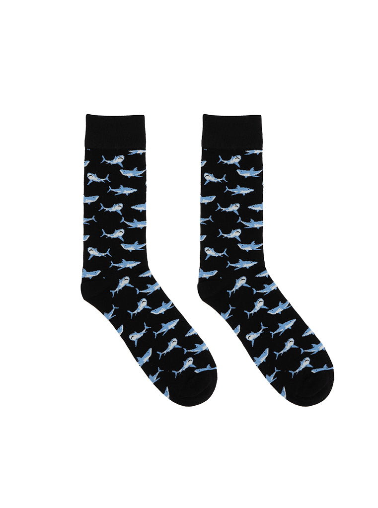 Living Royal Shark Mens Bamboo Crew Socks