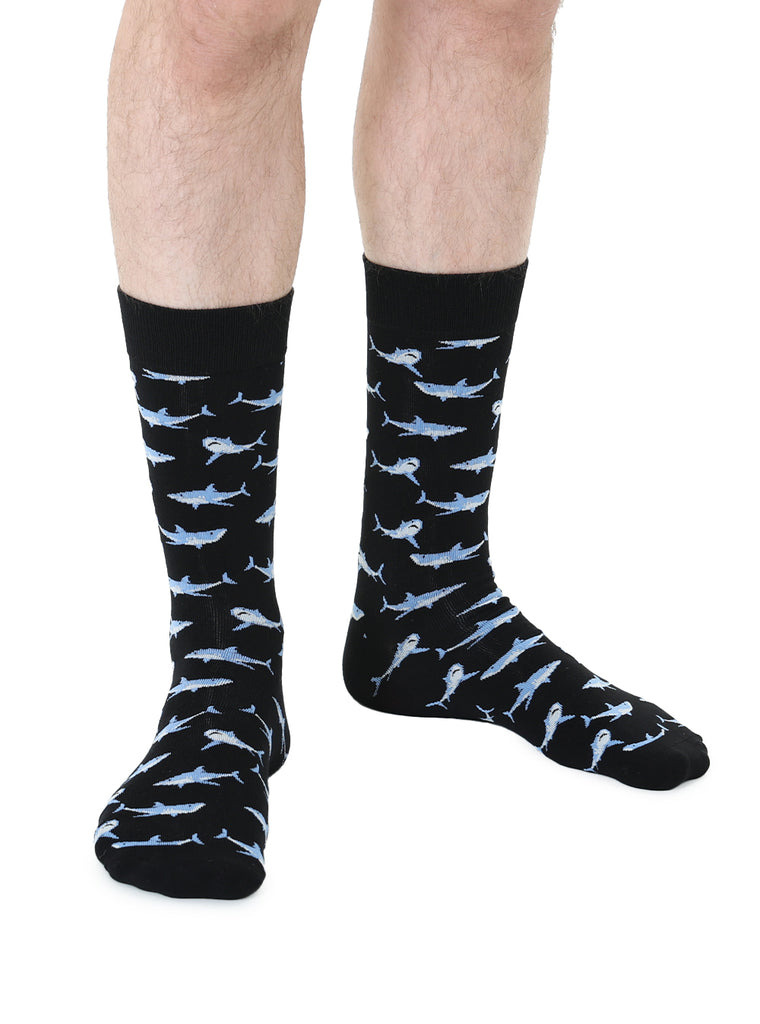 living royal Shark Mens Bamboo Crew Socks