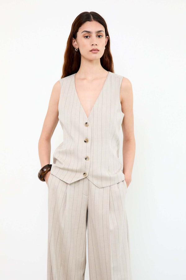 livthelabel HOPE GILET | Beige pinstripes