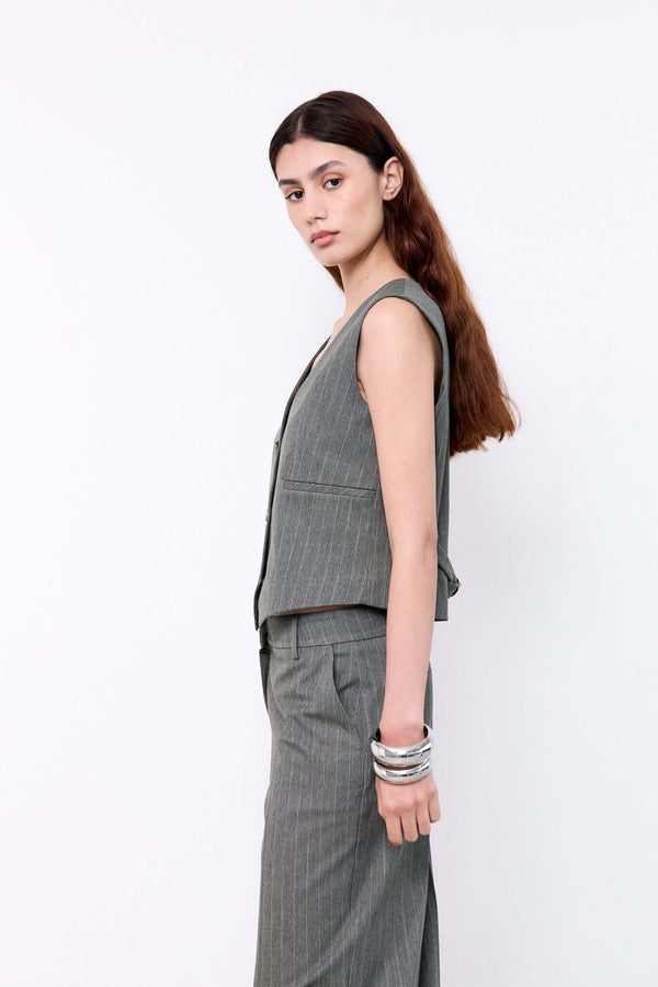 Livthelabel HOPE GILET | Green Pinstripes