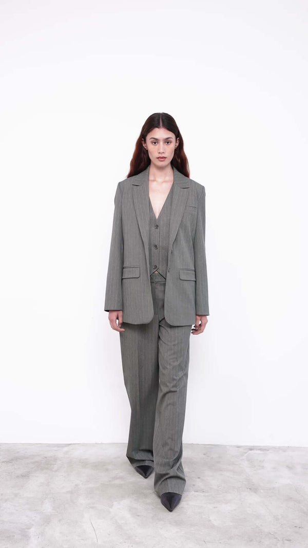 Livthelabel HOPE GILET | Green Pinstripes