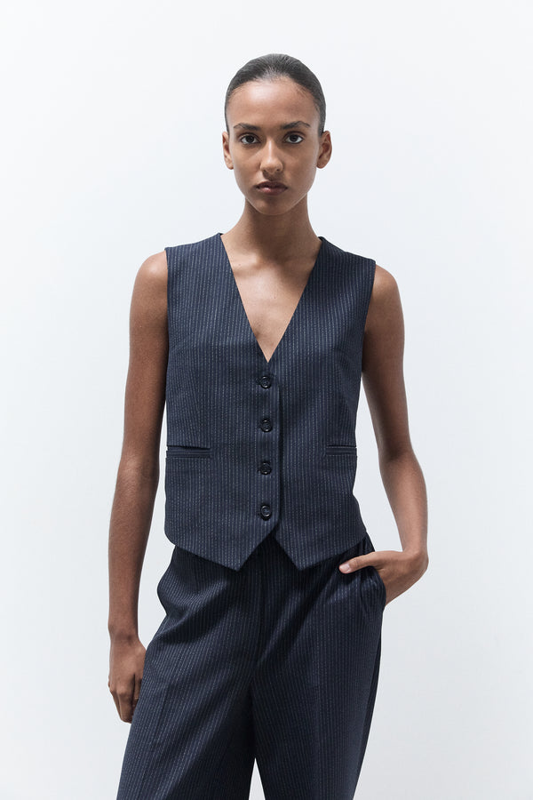 Livthelabel HOPE GILET | MARINE PINSTRIPE