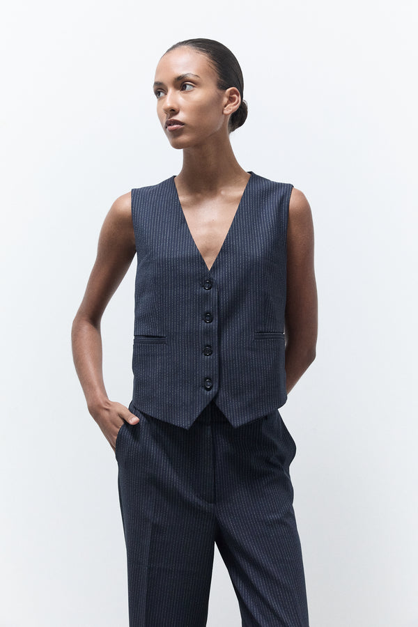 Livthelabel HOPE GILET | MARINE PINSTRIPE