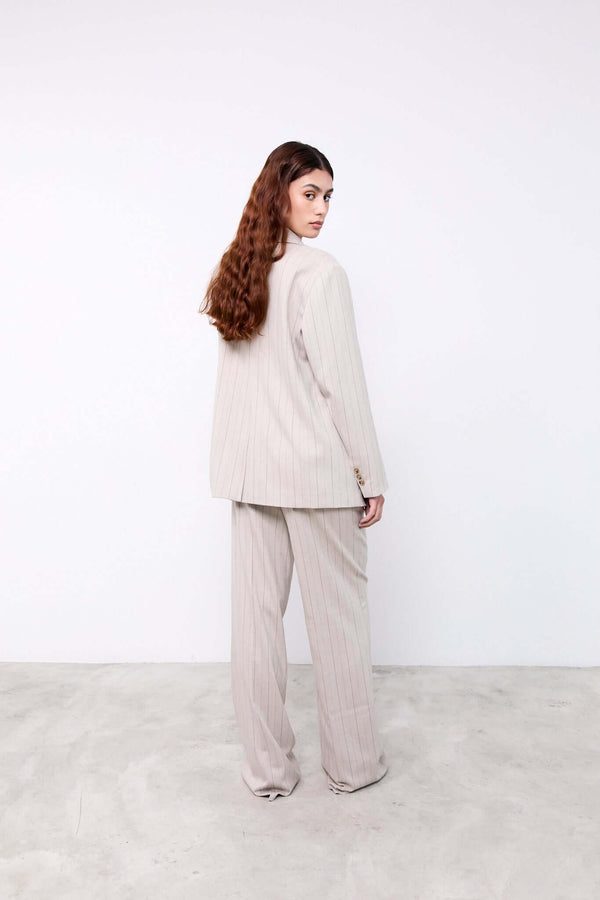 Livthelabel INDY BLAZER | Beige Pinstripes