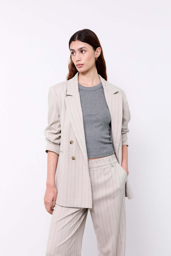livthelabel INDY BLAZER | Beige Pinstripes