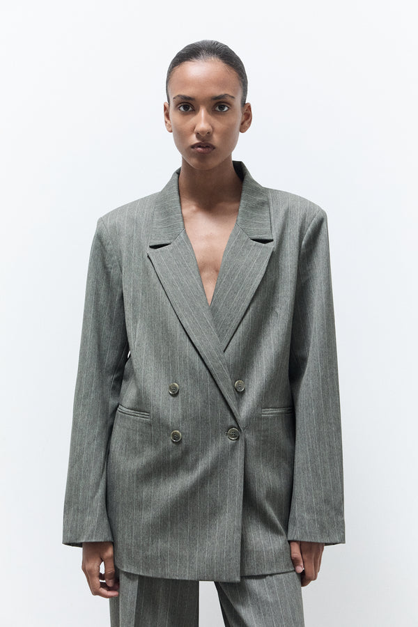 Livthelabel INDY BLAZER | Green Pinstripes