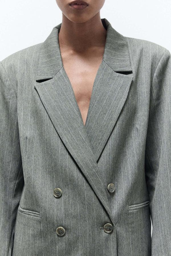 Livthelabel INDY BLAZER | Green Pinstripes