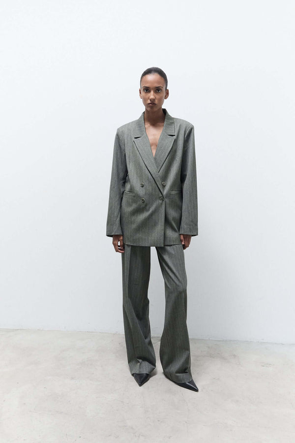 livthelabel INDY BLAZER | Green pinstripes