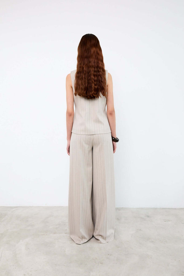 Livthelabel LOGAN PANTS|Beige Pinstripes