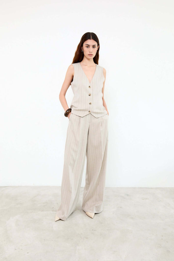 livthelabel LOGAN PANTS|Beige Pinstripes