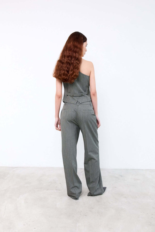 Livthelabel LUCCA GILET|Green Pinstripes