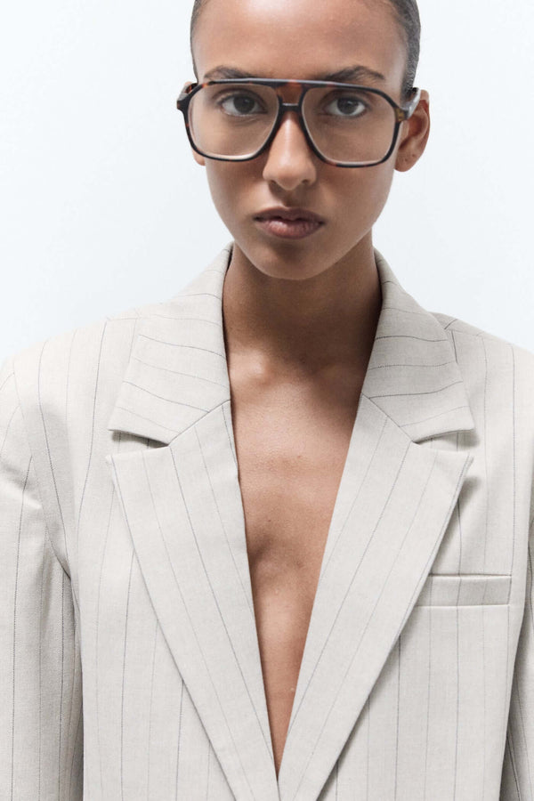 Livthelabel MILLIE BLAZER | Beige Pinstripes
