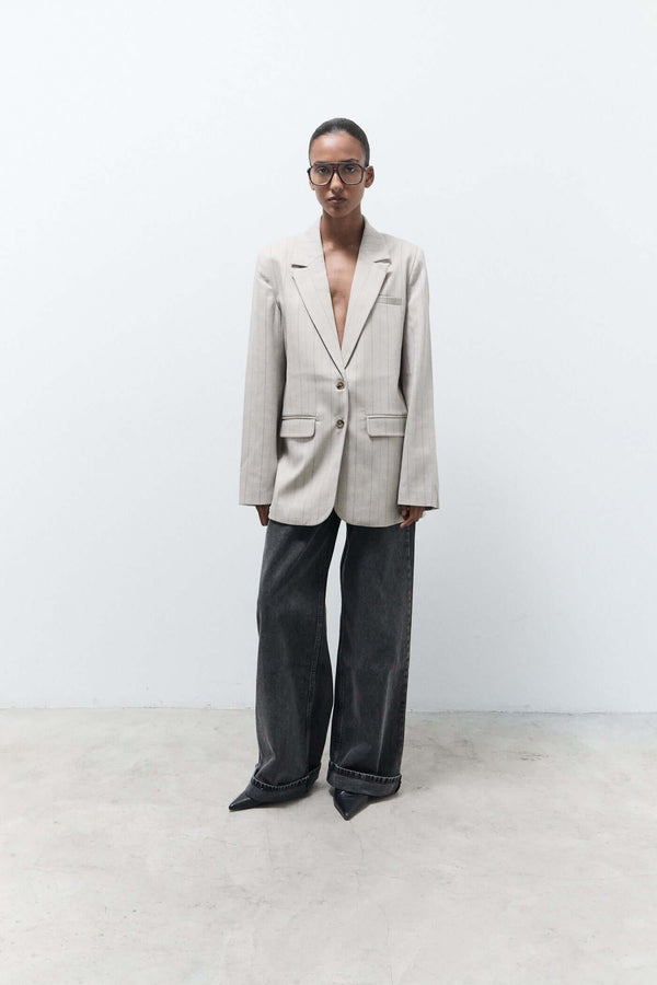 livthelabel MILLIE BLAZER | Beige pinstripes