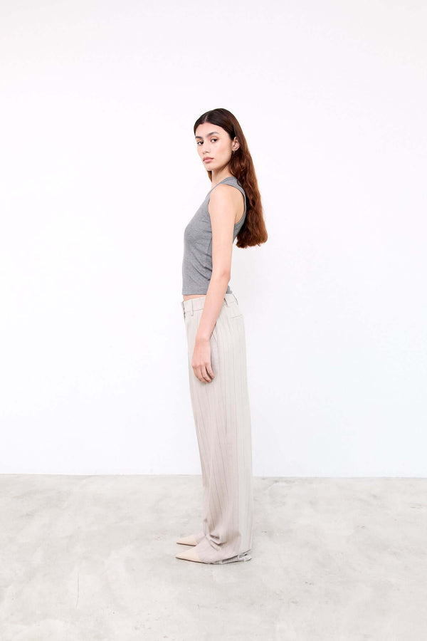 Livthelabel POPPY PANTS | Beige Pinstripes