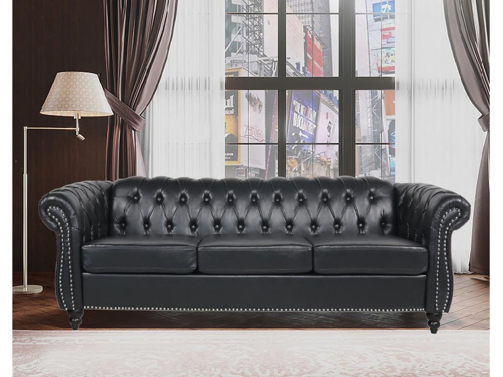 Lixra 3 Seater Chesterfield Design Alluring Comfy Leather Sofa