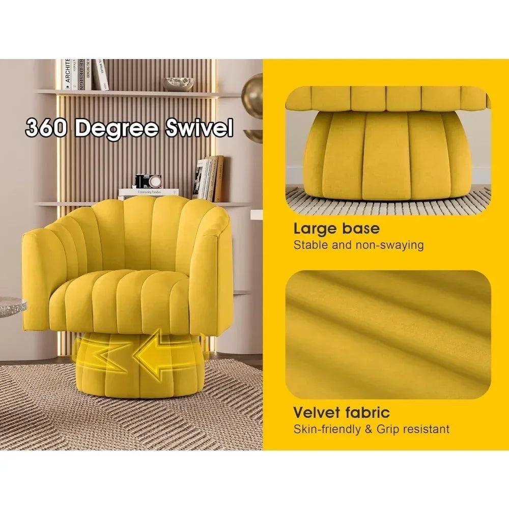 Lixra 360-Degree Rotatable Line Design Comfy Accent Chair