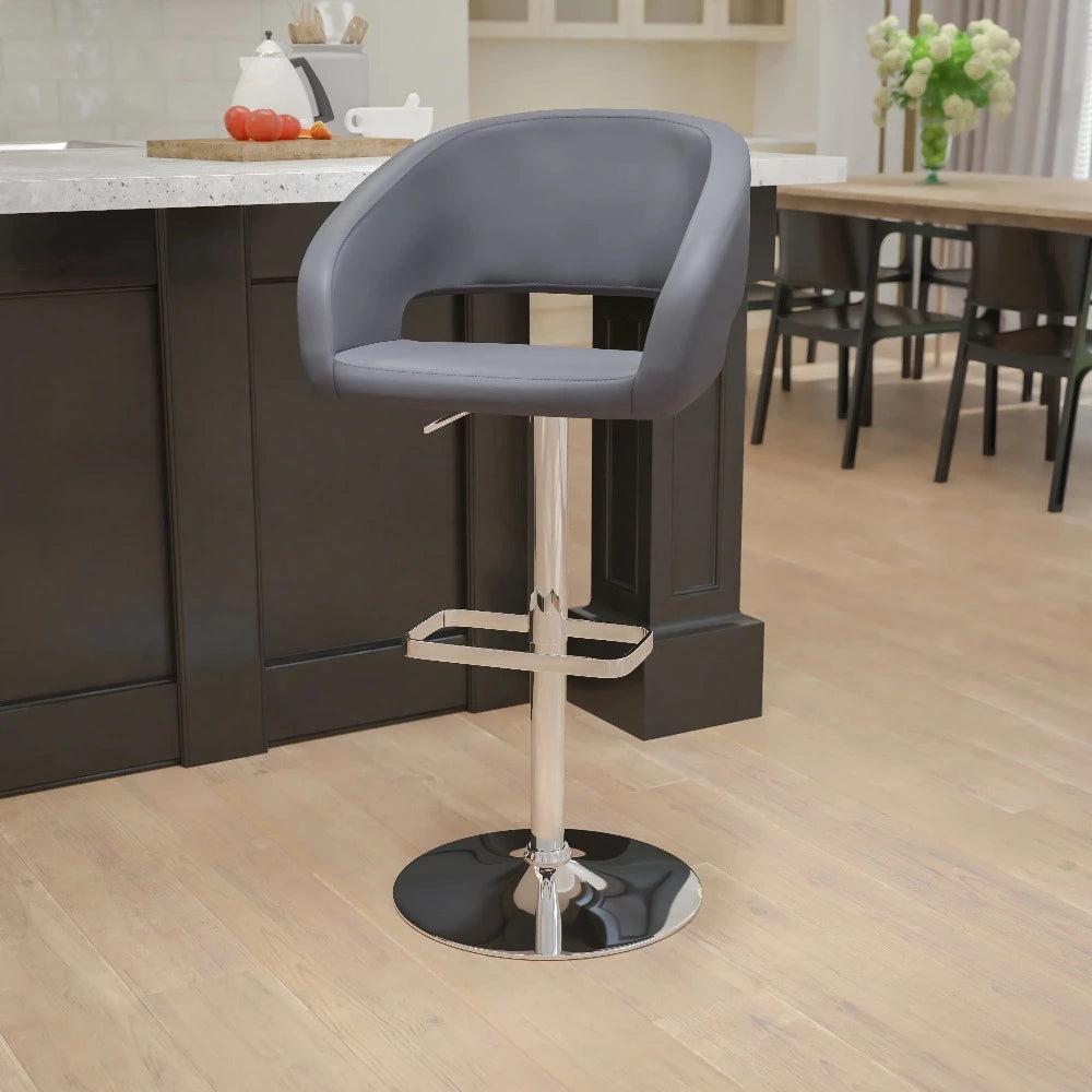 Lixra Adjustable Leather Upholstered Bar Stool Set Of 3